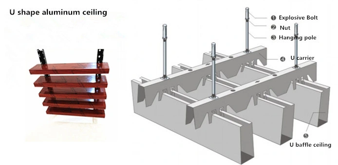 New Design Metal Suspended False Ceiling Aluminum U Shaped Ceiling for Shop Basic Customization