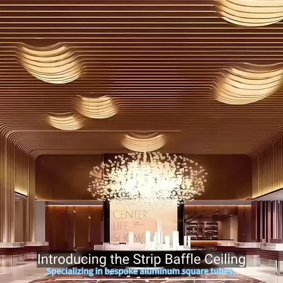 Decorative Metal Strip False Ceilings Building Material Suspended Curved Aluminum Baffle Ceiling