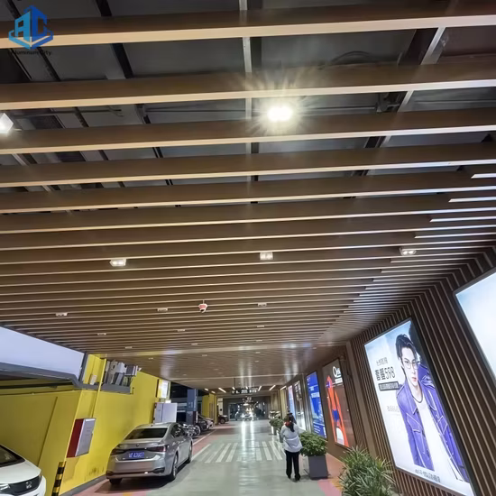 Decorative Metal Strip False Ceilings Building Material Suspended Curved Aluminum Baffle Ceiling